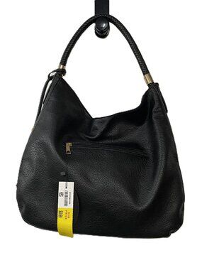 NWT Ivy Rose Hannah Black Faux Leather Hobo Shoulder Bag